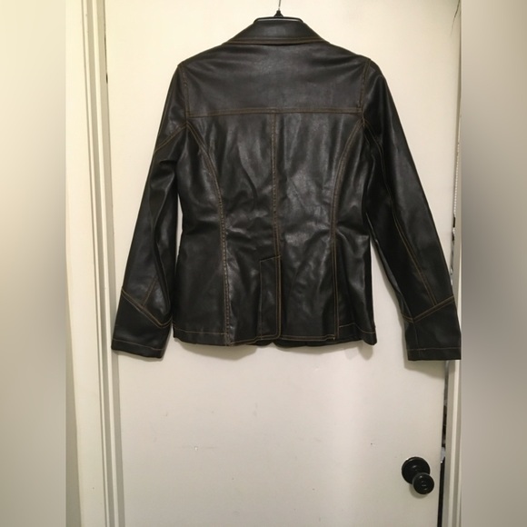 Women's Black Faux Leather Jacket - Picture 2 of 2